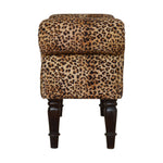 Solid Wood Leopard Print Velvet Bench