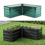 Outdoor Metal L-shaped Raised Garden Bed Garden Planter Plant | Charcoal Black
