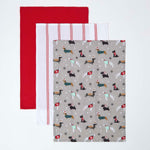 Dog Christmas Tea Towels Set Of 3