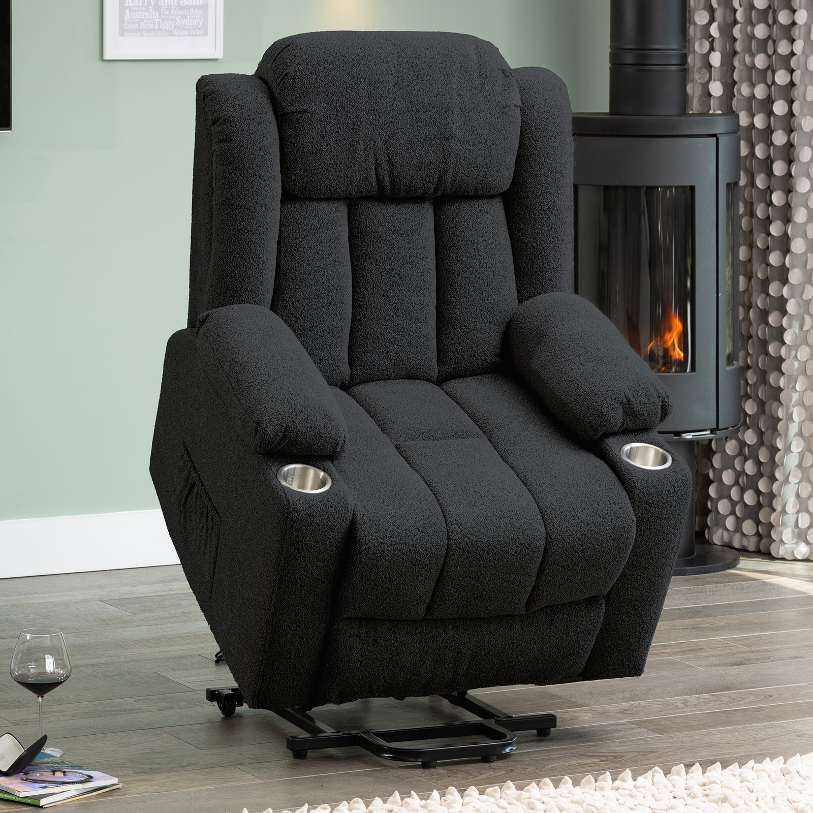 Redding Dual Motor Electric Lift Assist Recliner Chair With Massage And Heat | 1 | Dark Grey