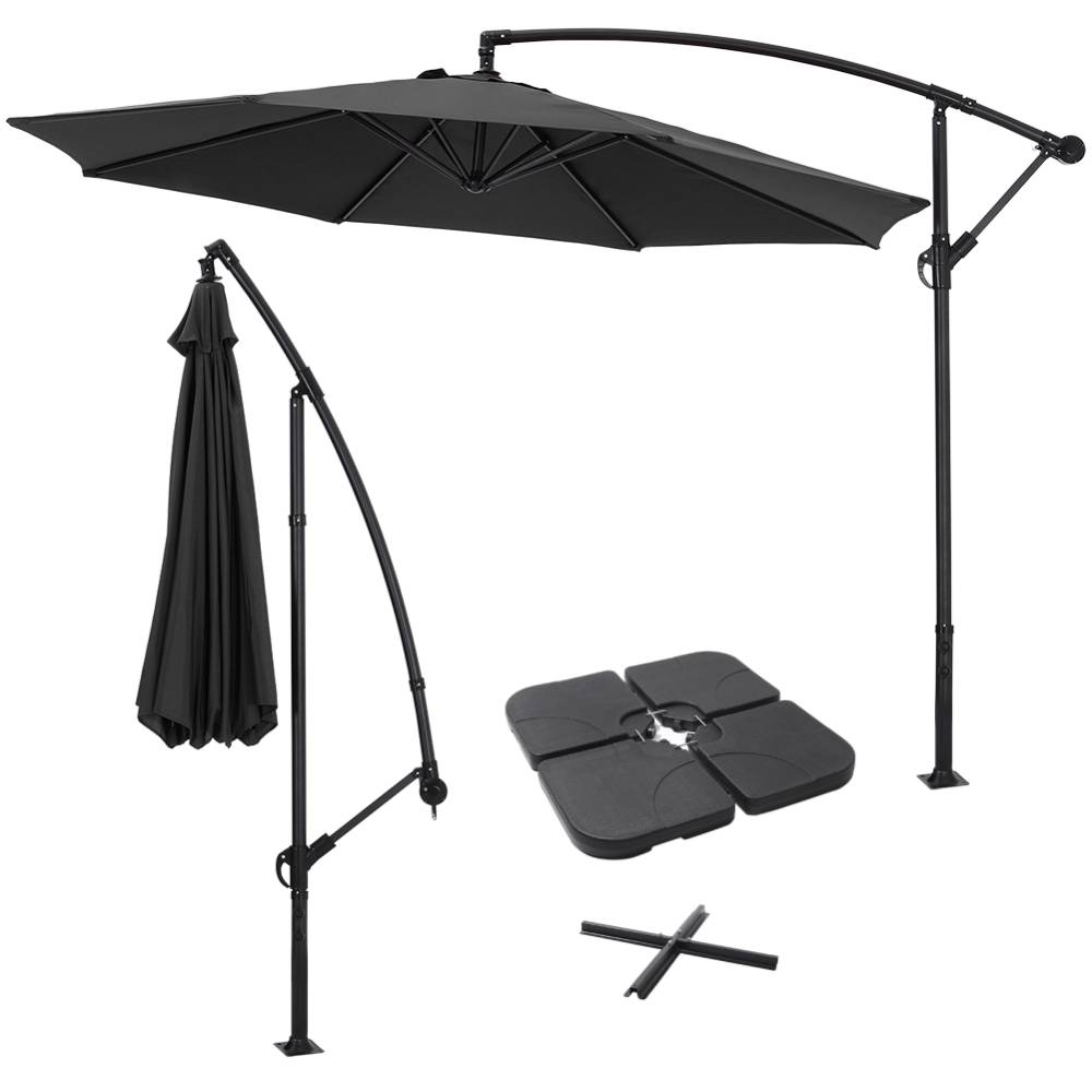 3m Large Banana Cantilever Patio Parasol For Outdoor Sunshade And Rain With A Cross Base And A Square Base