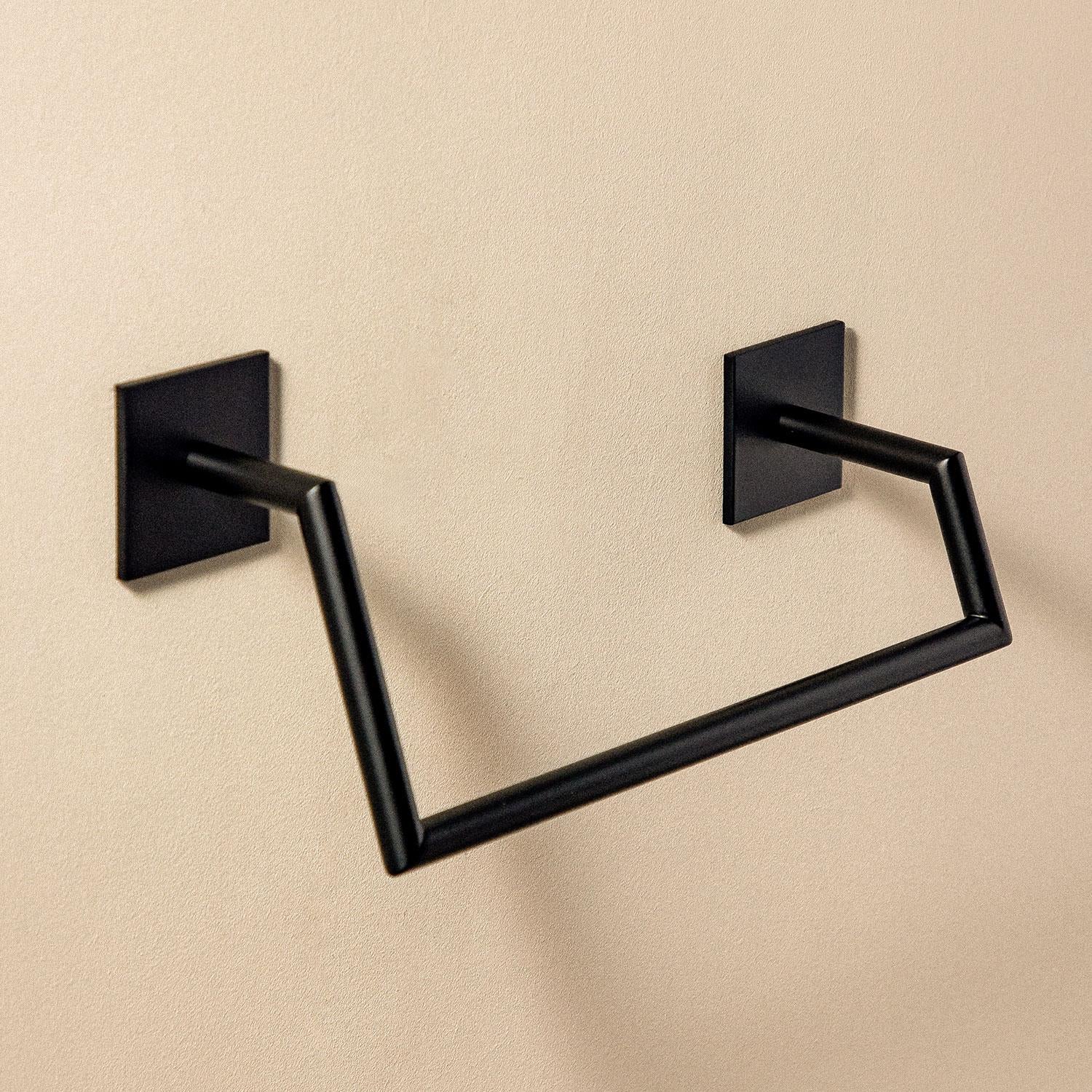 Towel Rail, 25cm, Self-adhesive, Black, Asymmetrical, Stick Collection