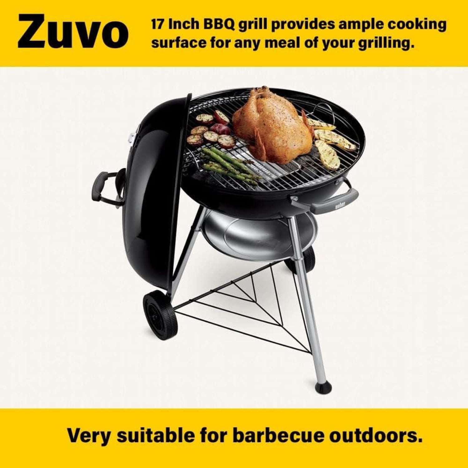 45cm Round Charcoal Bbq Kettle Grill Outdoor Portable Barbecue
