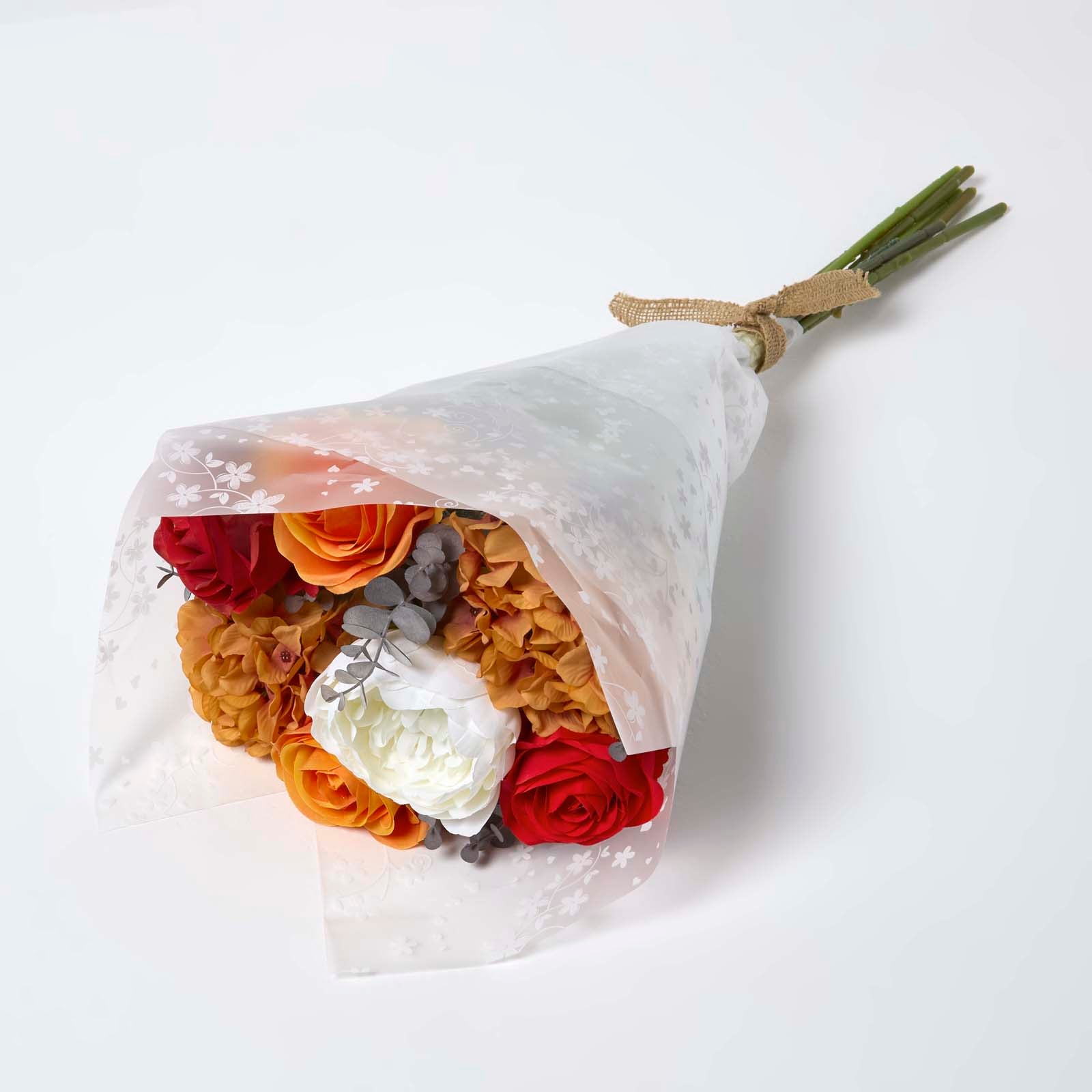 Artificial Orange Roses And Peonies Bouquet, 67 Cm