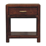 Solid Wood Regency Chestnut Nightstand, 2 Drawers And Open Shelf, Dark Brown
