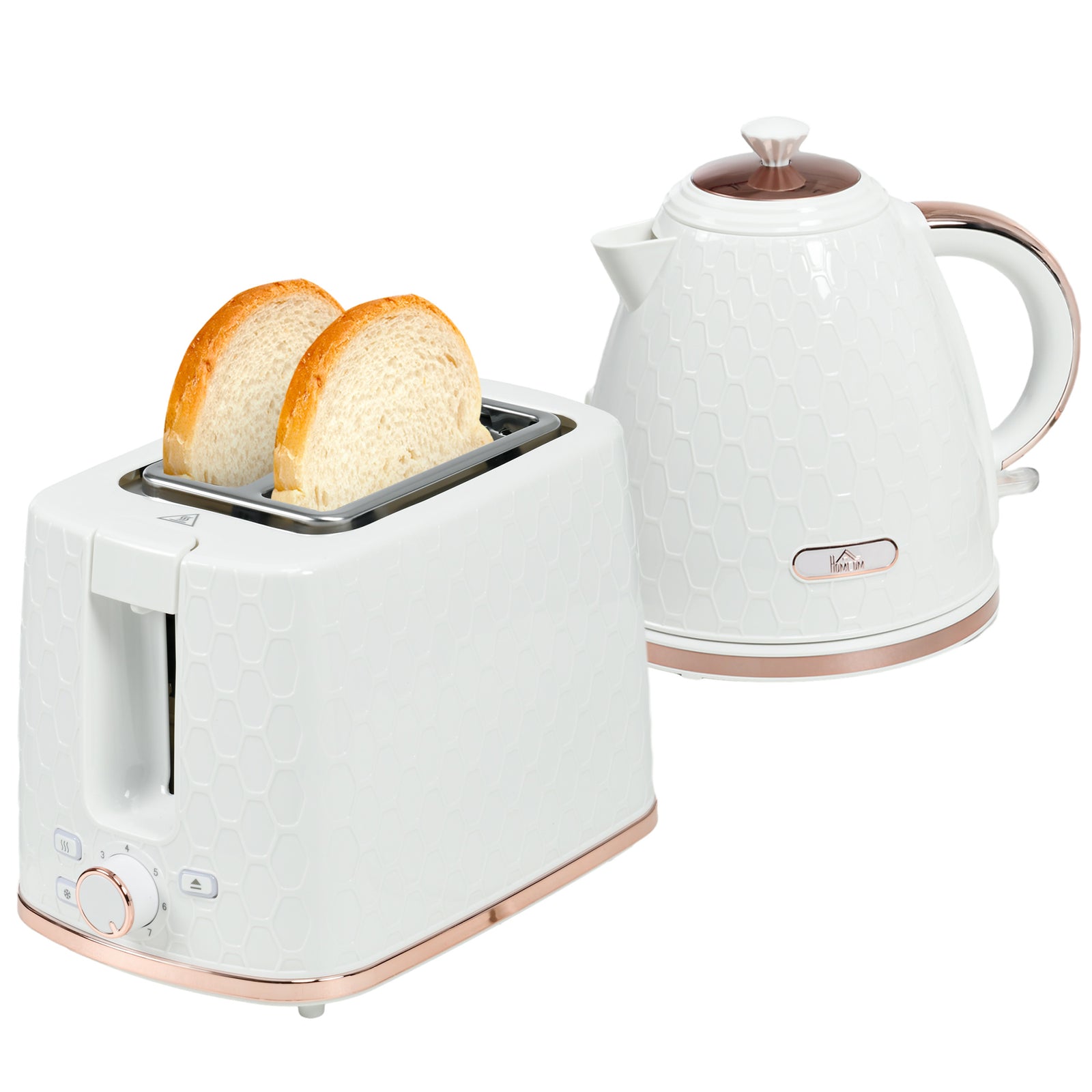 1.7l Kettle and 2 Slice Toaster Set With Defrost Reheat | Medium | Cream