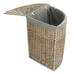 Antique Wash Corner Linen Basket With Grey Sage Lining | Large