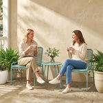 Rattan Bistro Set With 2 Chairs & Round Table For Patio | Green