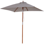 2x1.5m Wooden Patio Umbrella Parasol | Gray