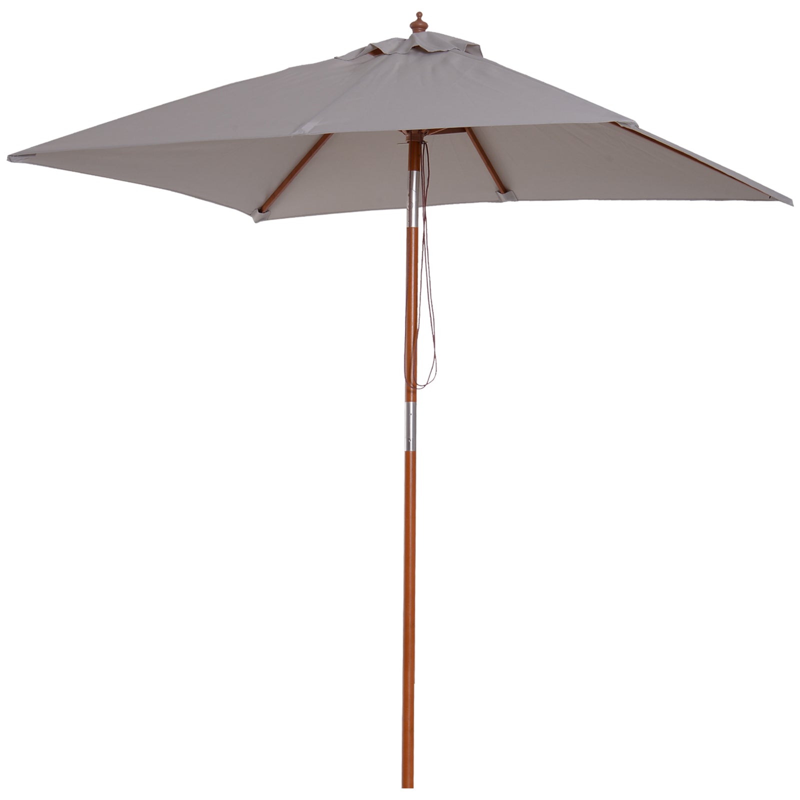 2x1.5m Wooden Patio Umbrella Parasol | Gray