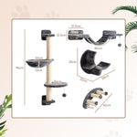 4-piece Cat Wall Furniture W/ Hammock, Ladder, Platforms - Dark Grey | Dark Grey