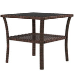 50cm Pe Rattan Coffee Table, Two-tier With Glass Top | Brown