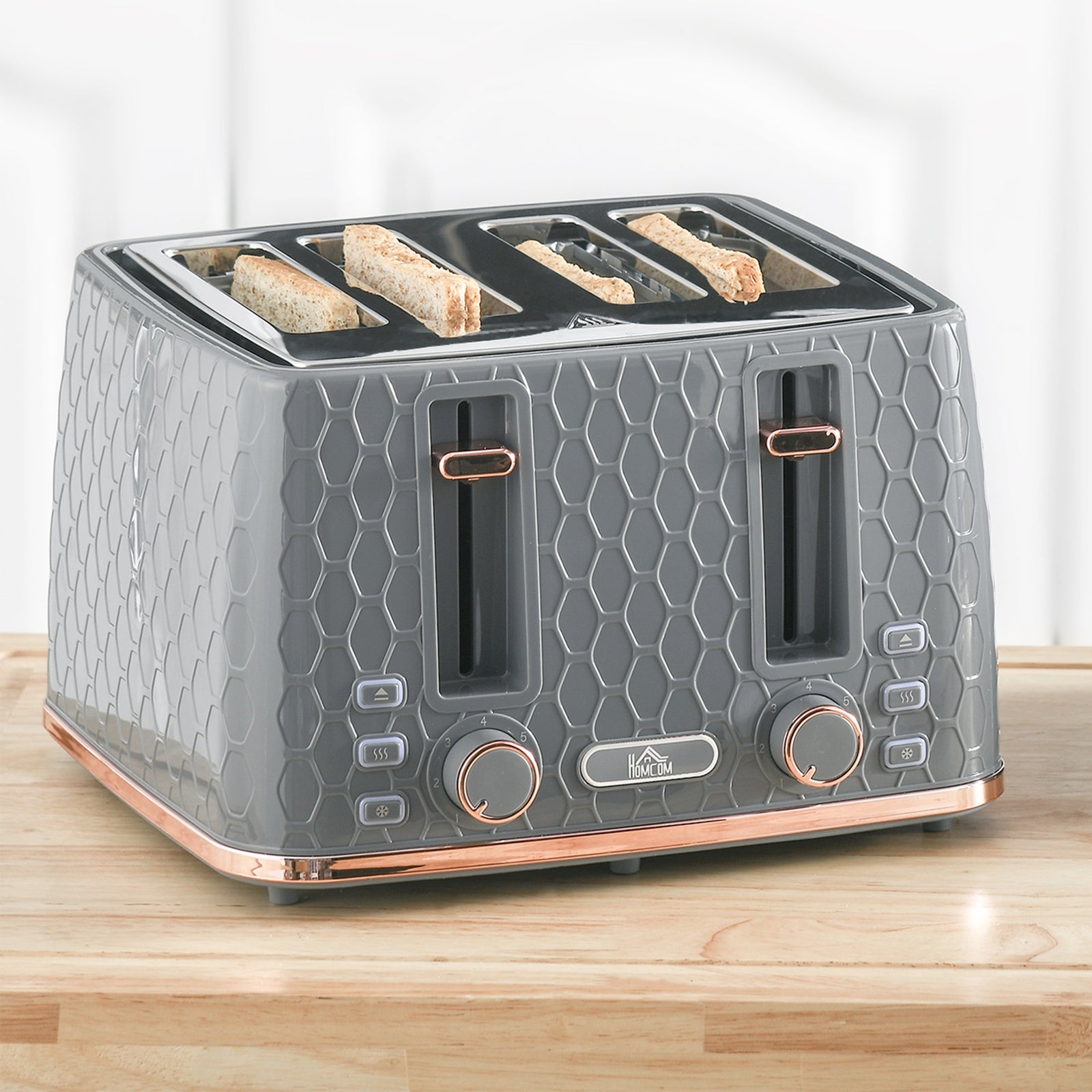 Toaster With 4 Slot, 7 Browning Levels, 1600w  Honeycomb | One Size