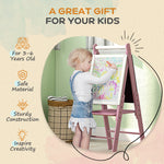 3 In 1 Easel For Kids, With Paper Roll, Adjustable Height | Pink