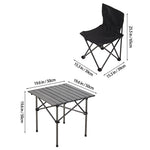 Set Of 3 Portable Folding Camping Table And Chair Set – Lightweight And Compact Outdoor Furniture | Set-of-3 | Black