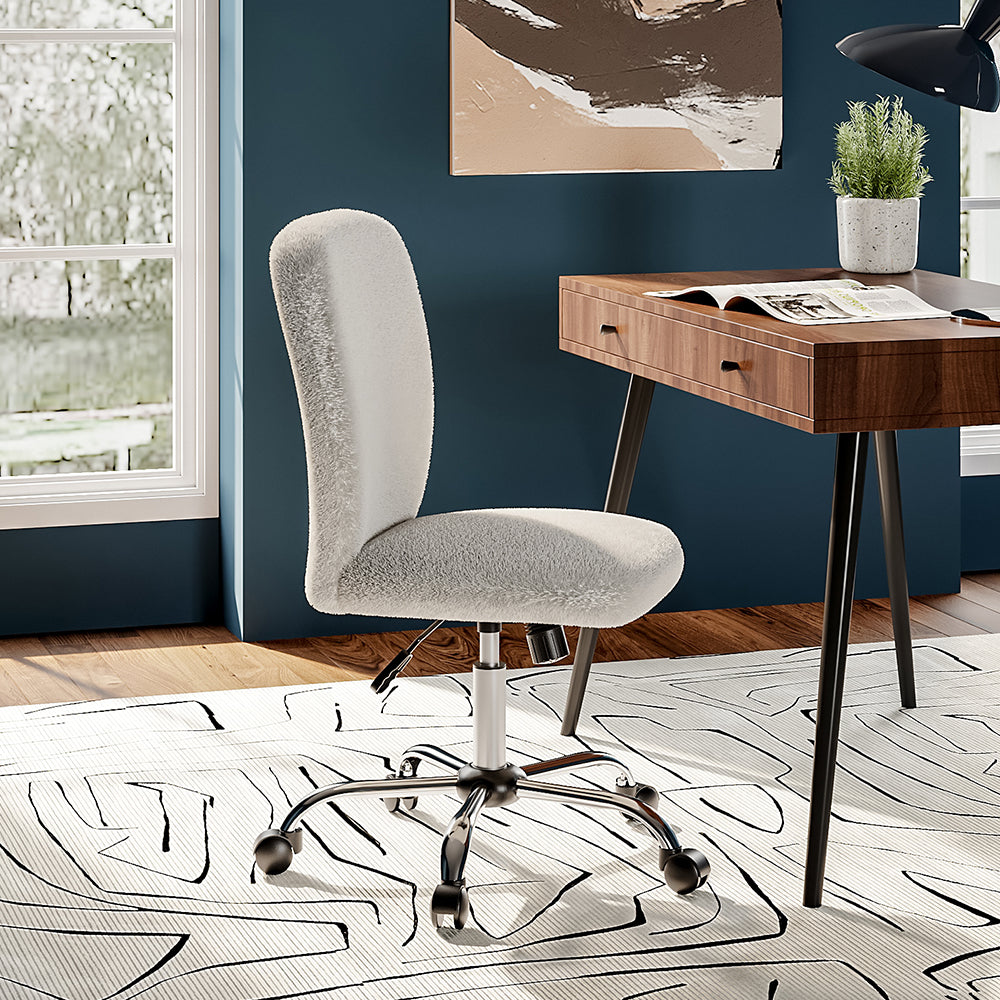 Super Comfy Plush Office Chair With Wheels No Arms