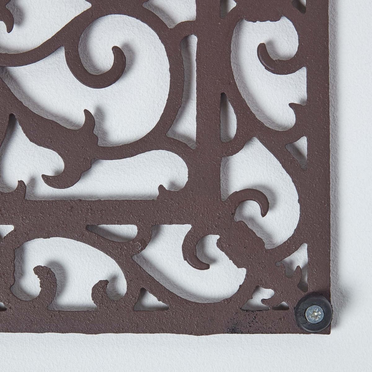 HOMESCAPES Cast Iron Door Mat Brown Rectangular Parisian Design