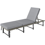 Folding Rattan Sun Lounger With Adjustable Back, Cushion | Grey