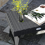 Foldable Outdoor Coffee Table, Steel Rattan Side Table | Black