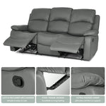 Bonded Leather Recliner Sofa - 3 Seater | Grey