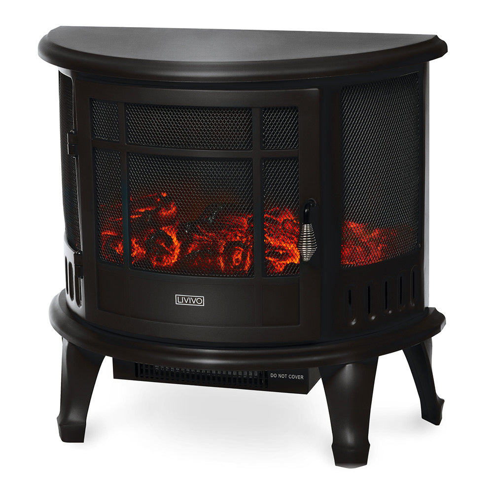 Electric Fireplace Heater Black With Thermostat And Safety Cut Off
