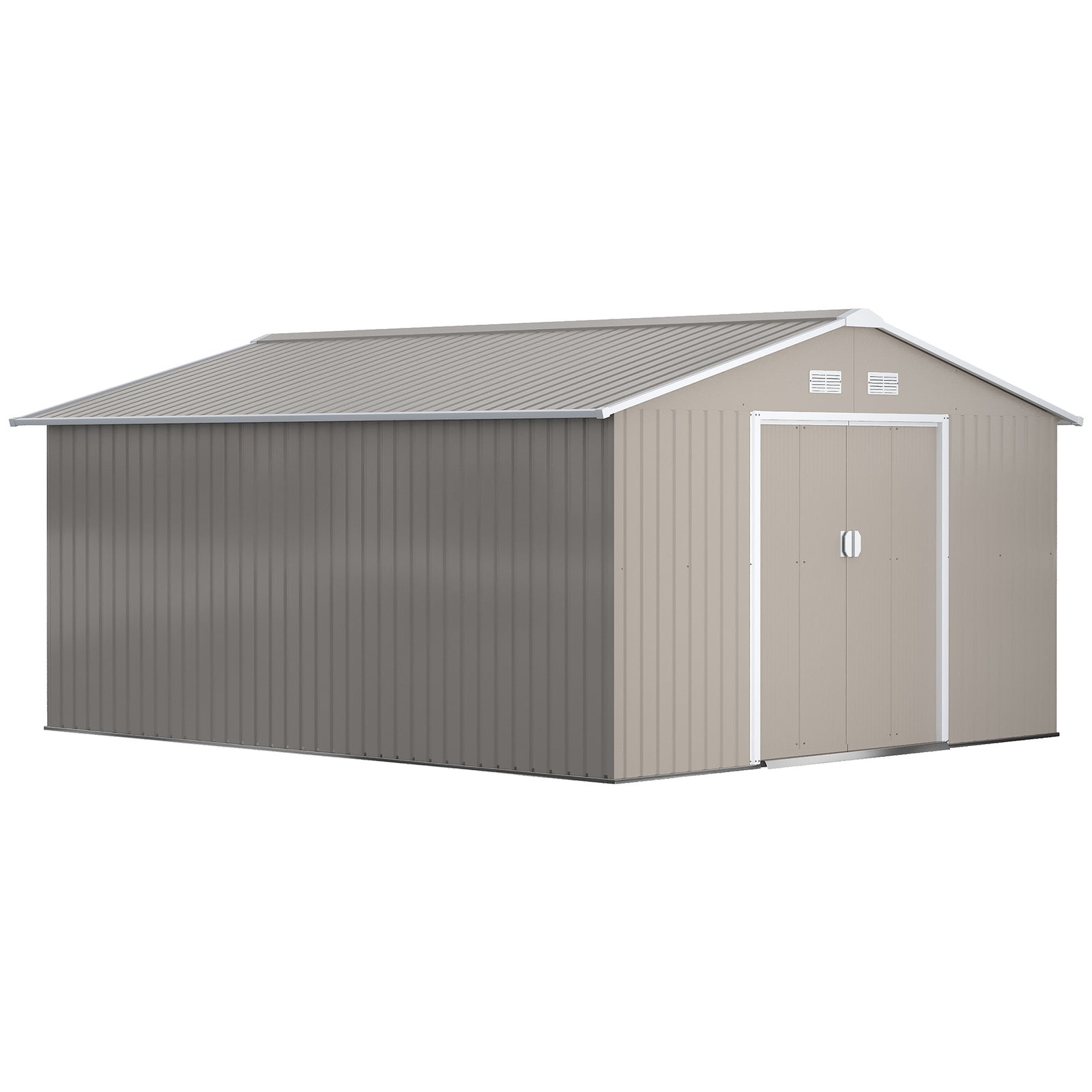 Garden Shed Storage Unit With Locking Door Floor Foundation | Large | Light Slate Gray