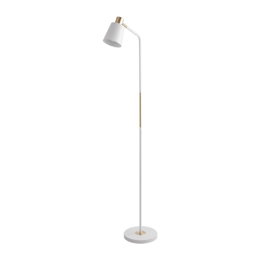 Modern Minimalist Floor Lamp With Adjustable Shade, Gold Accents，sleek Iron Design For Study | White
