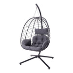 Egg-shaped Hanging Chair With Soft Cushion & Headrest | One Size | Black