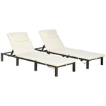 Set Of 2 Rattan Sun Loungers 5-level Adjustable | Cream