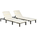 Set Of 2 Rattan Sun Loungers 5-level Adjustable | Cream