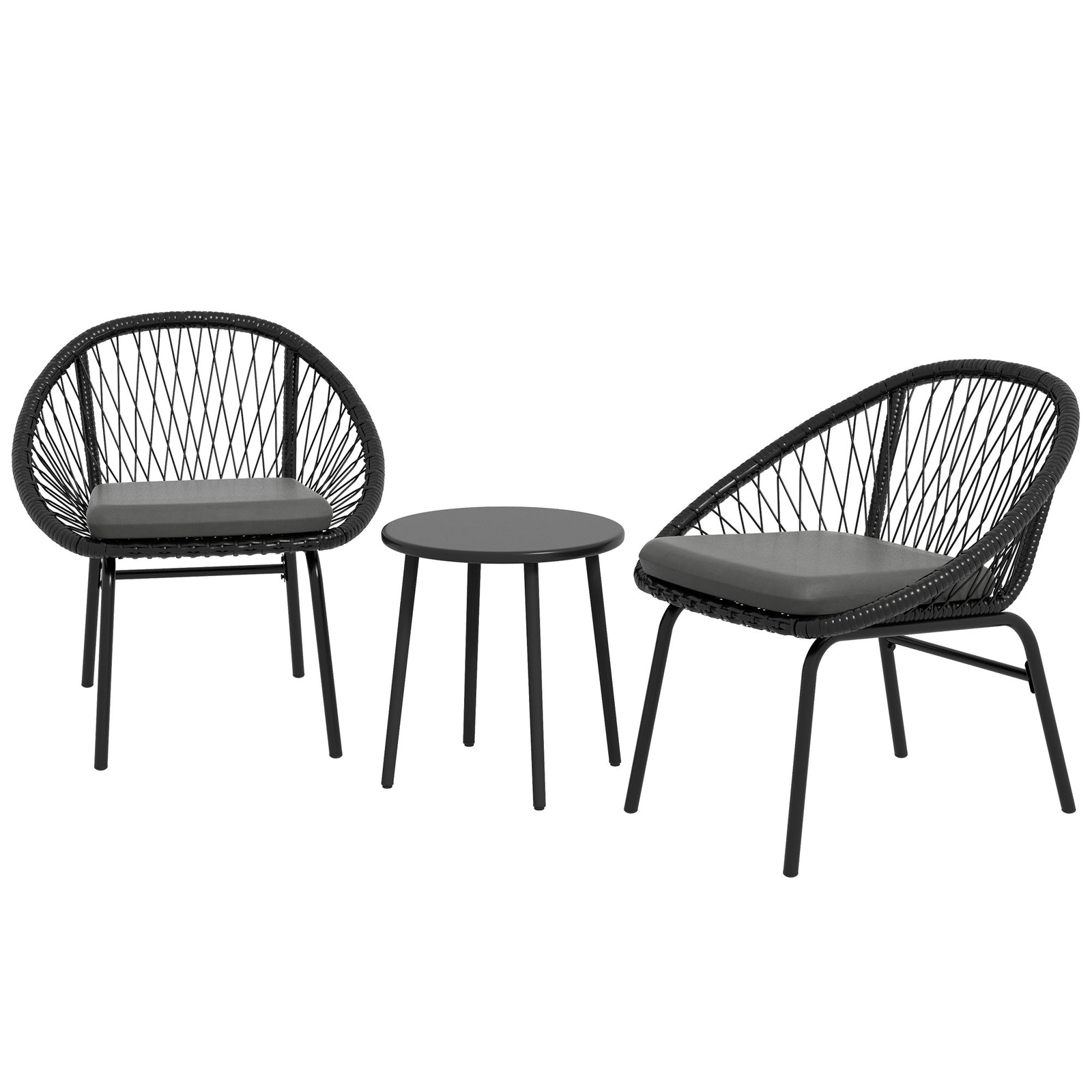 3 Piece Garden Furniture Set W/ 2 Armchairs & 1 Coffee Table
