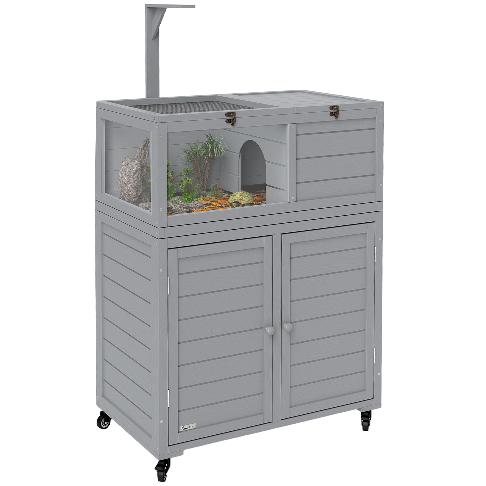 Tortoise House With Storage Cabinet, Lamp Holder, Openable Top