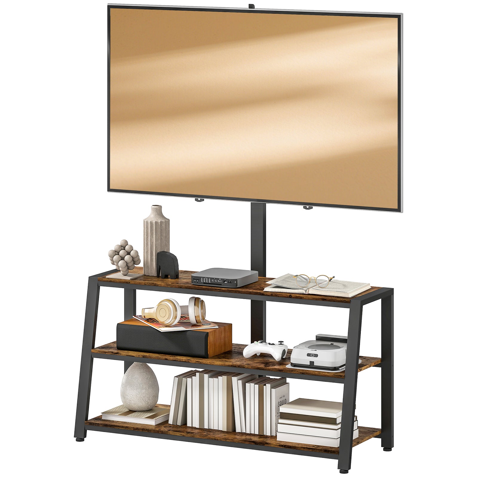 HOMCOM Tv Stand Cabinet With Swivel Bracket For 32 - 70 Inch Tvs