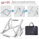 Dyzi Portable Aluminium Laptop & Tablet Lightweight Stand Silver Ventilated Adjustable