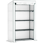 4 Tier Lean-to Mini Greenhouse W/ Reinforced Pe Cover | Green