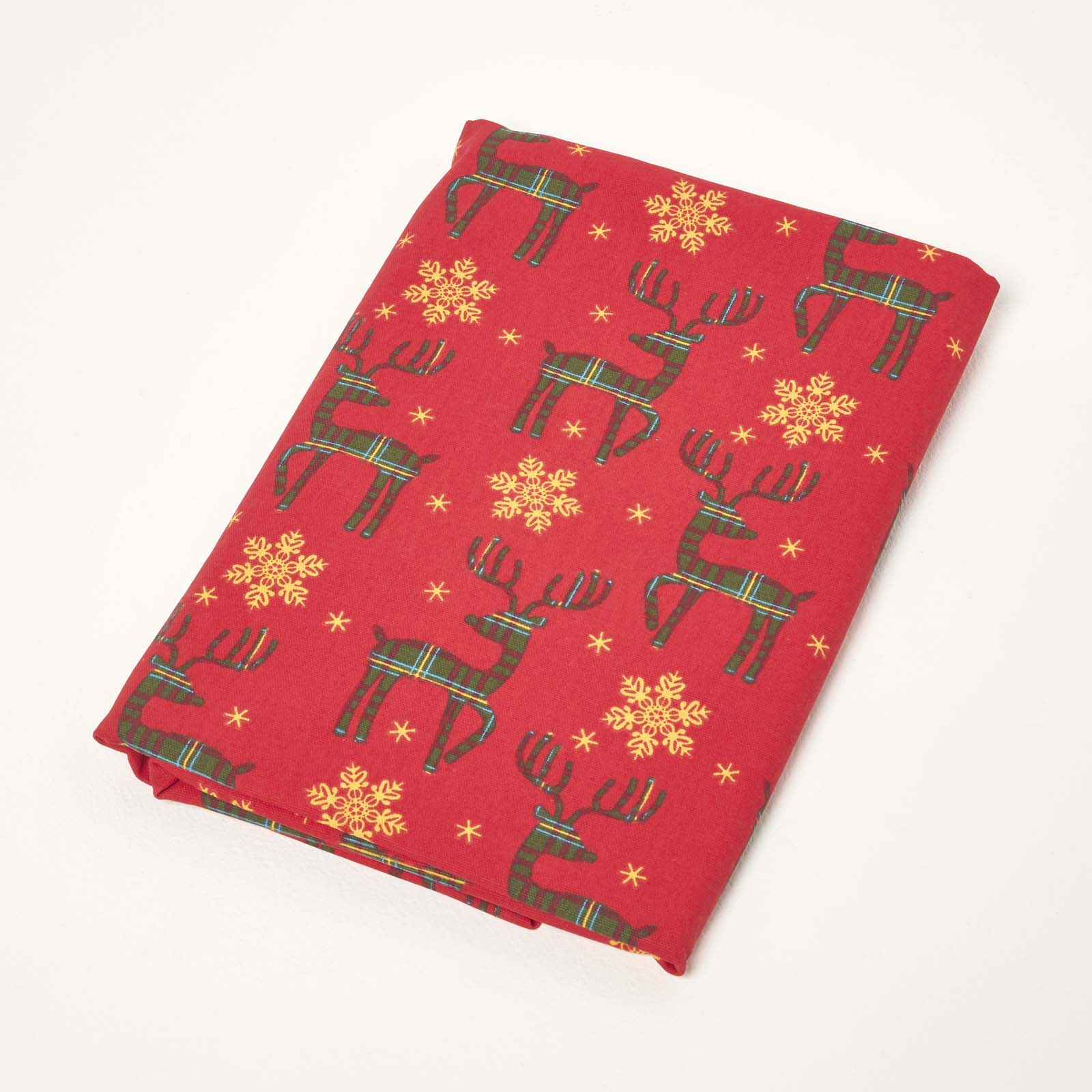 Red Reindeer 100% Cotton Round Christmas Tablecloth 178 Cm