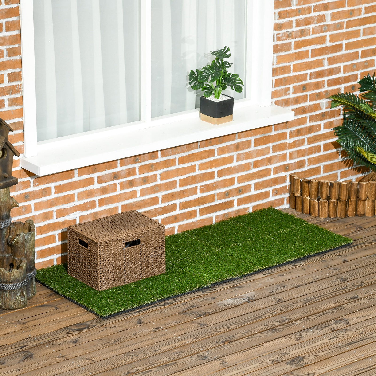 10 Pieces 30x30cm Artificial Grass Turf, 25mm Pile Height