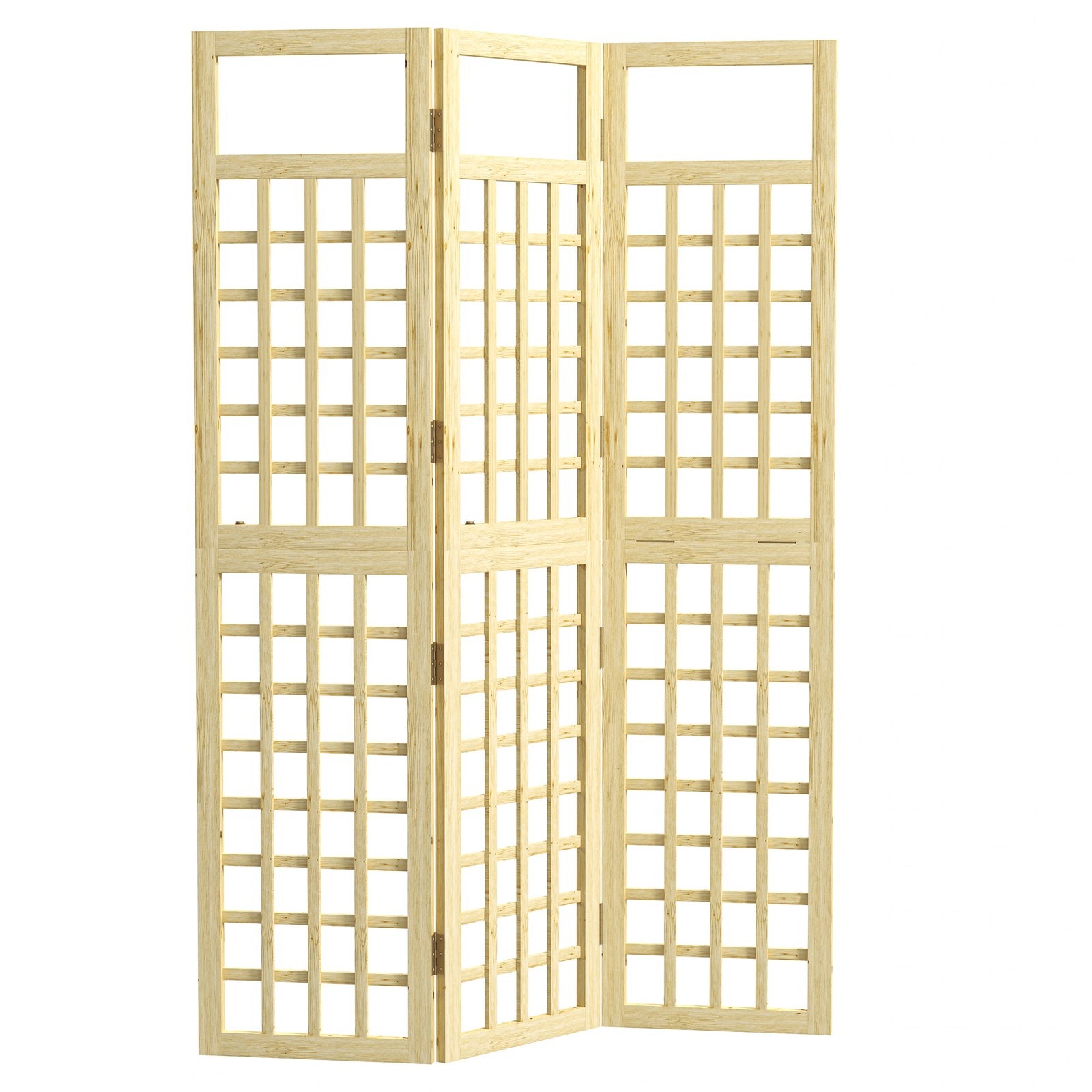 3-panel Wooden Garden Privacy Screen Wood Finish