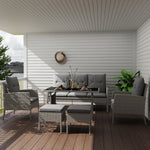6 Pieces Rattan Garden Furniture Sofa Set, Grey