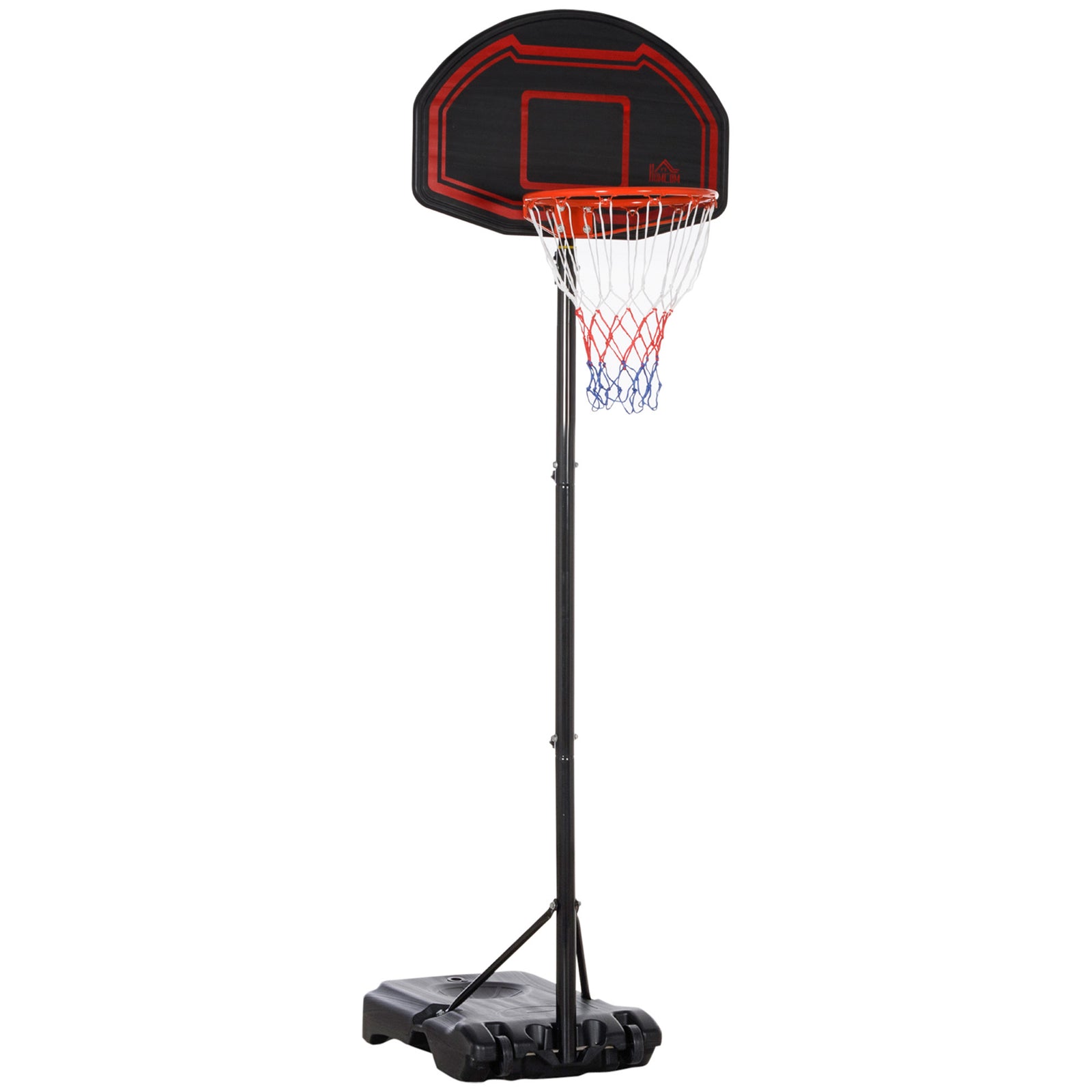 Outdoor Adjustable Basketball Hoop Stand Wheels 210-260cm | Black