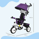 6 In 1 Kids Trike, Stroller With Parent Handle | Purple