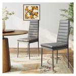 Set Of 2 Pu Leather Upholstered Dining Chairs | Grey
