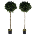 Artificial 140cm Pair Of Buxus Ball Tree Uv Resistant Outdoor Topiary