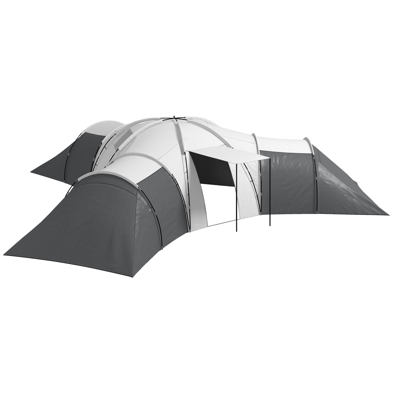Outsunny Large Tunnel Tent W/ 3 Bedroom, Living Area And Porch