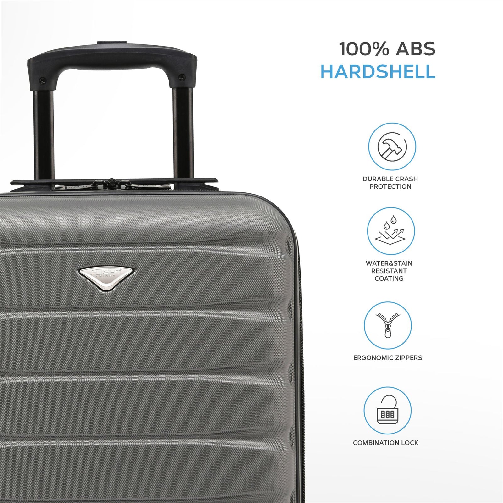 45x36x20cm Easyjet Free Cabin Bag 2 Wheel Suitcase Hard Shell Carry On | Cabin | Charcoal
