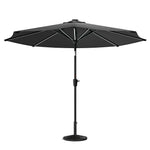 3m Solar Led Patio Umbrella, Outdoor Parasol With 16 Led Tubes, Crank Lift & Push Button Tilt With Resin Base | One Size | Dark Grey