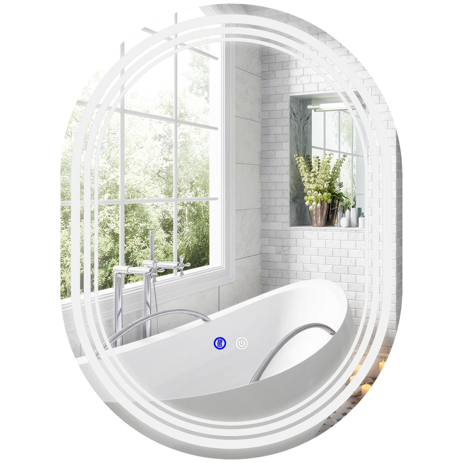 70x50/80x60cm Bathroom Mirror With Led Lights Anti-fog | Large | Silver