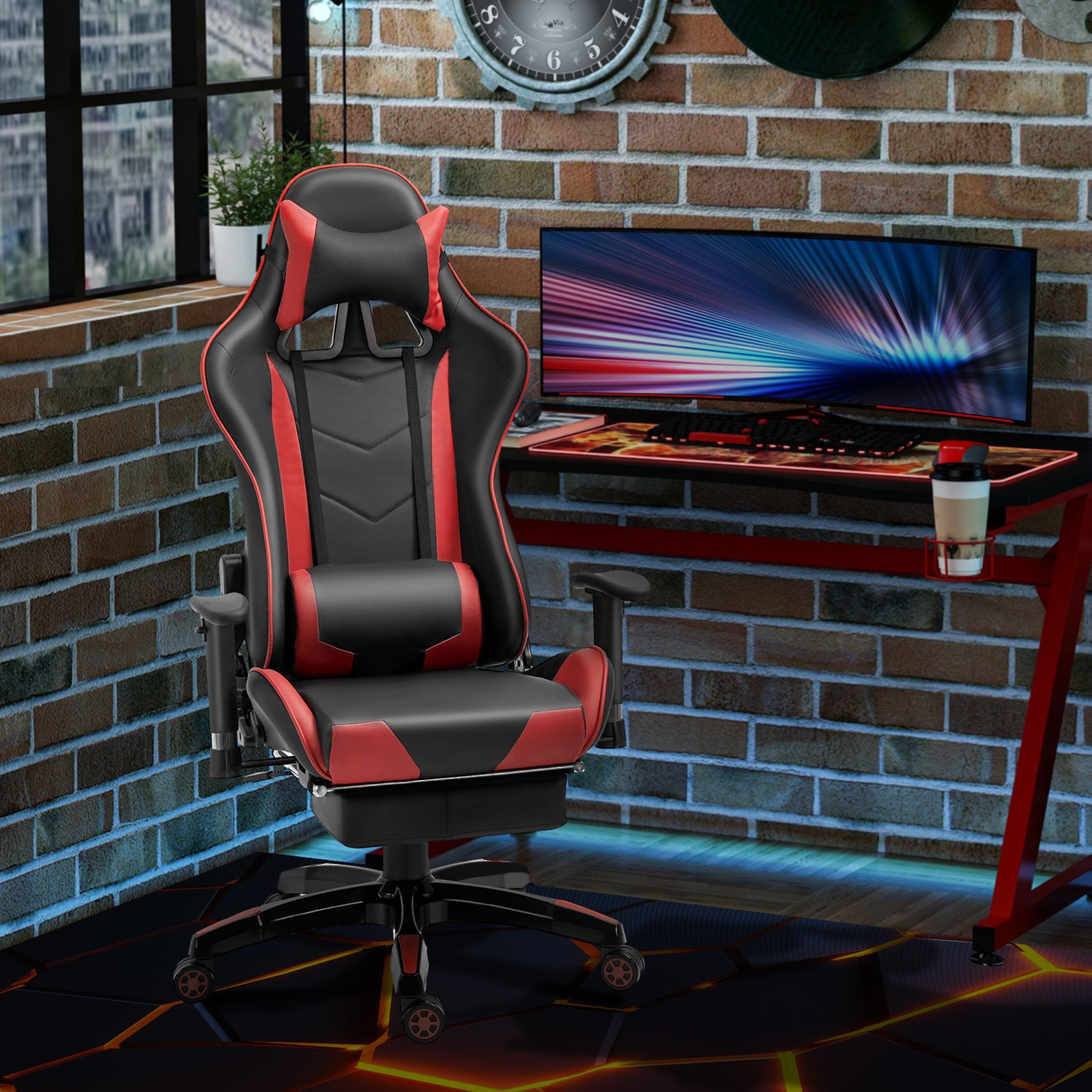 Ergonomic Gaming Chair Reclining Red