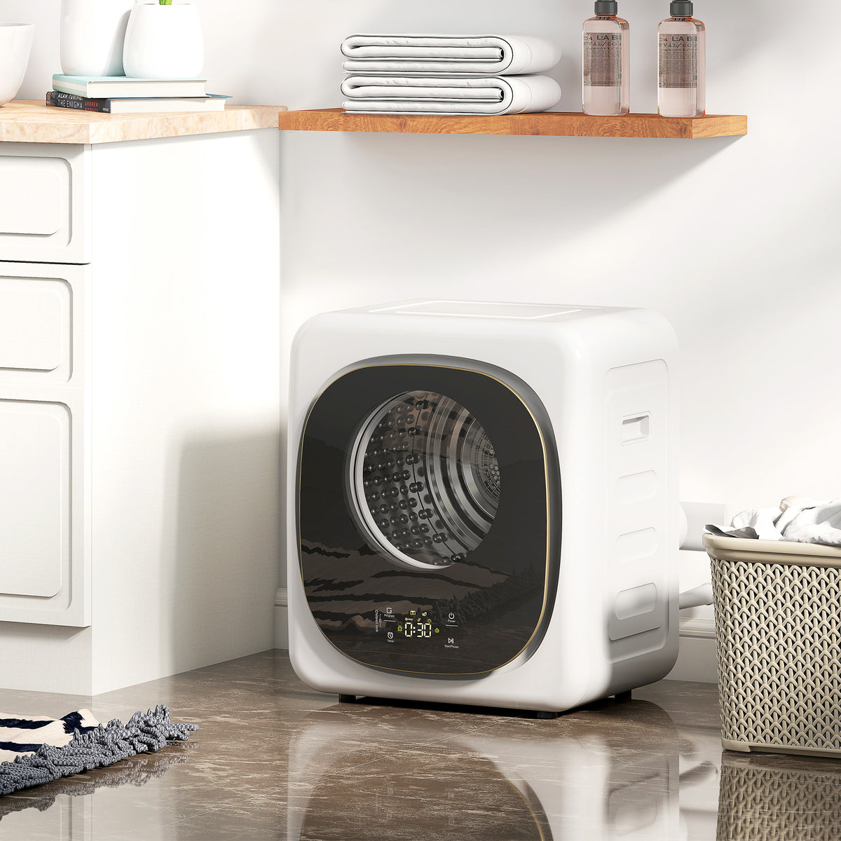Compact Dryer Machine With 5 Modes, 4kg Small Tumble Dryer | White