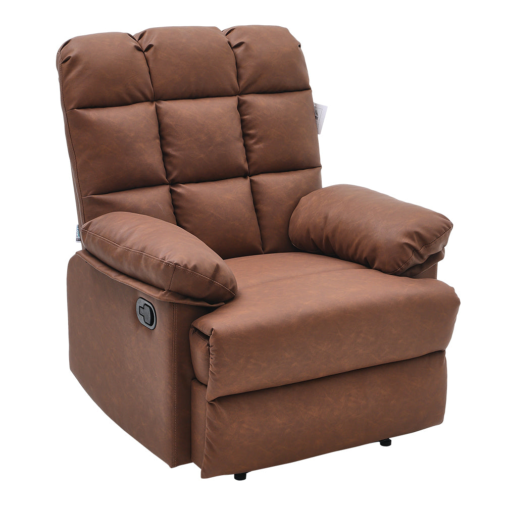 Faux Leather Recliner Armchair Modern Upholstered Lounge Chair With Adjustable Backrest & Footrest | Brown